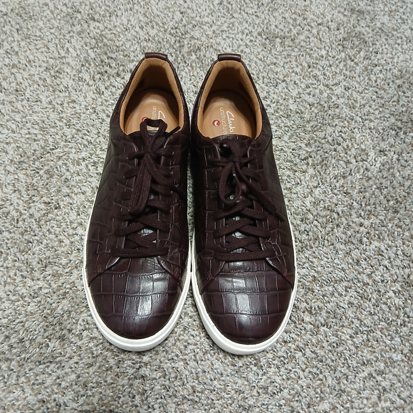 Clarks Shoes - Clarks Women's Derby‎ Brown Low-Top Leather Tennis Shoes Sneaekrs  9
